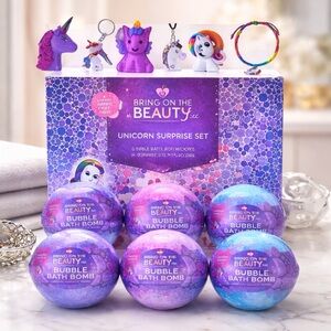 Bring On The Beauty Unicorn Surprise Set - Purple & Blue Bubble Bath Bombs